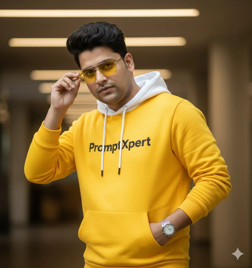 Hyper realistic yellow hoodie fashion — After