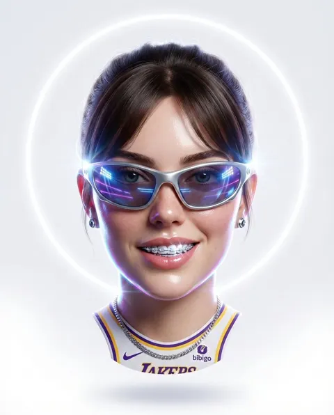 Hyper stylized lakers 3d floating head