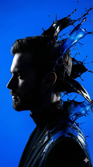 Electric blue splatter silhouette