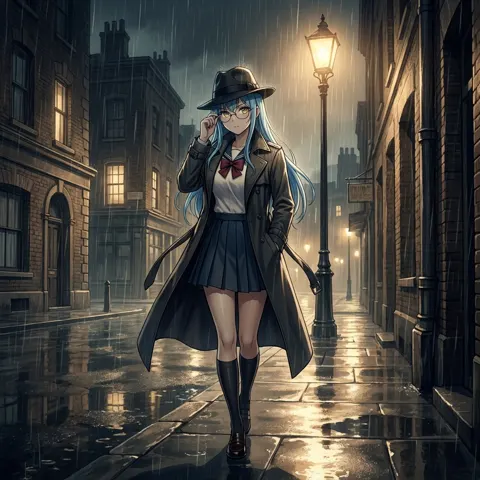 Neon rain city detective eye