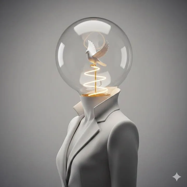 Dreamy light bird sculpture — After