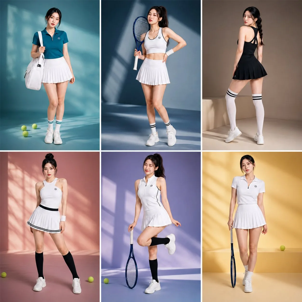 Luxury korean fashion tennis editorial contact sheet — After