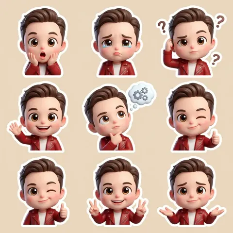 Disney style 3d chibi emoji