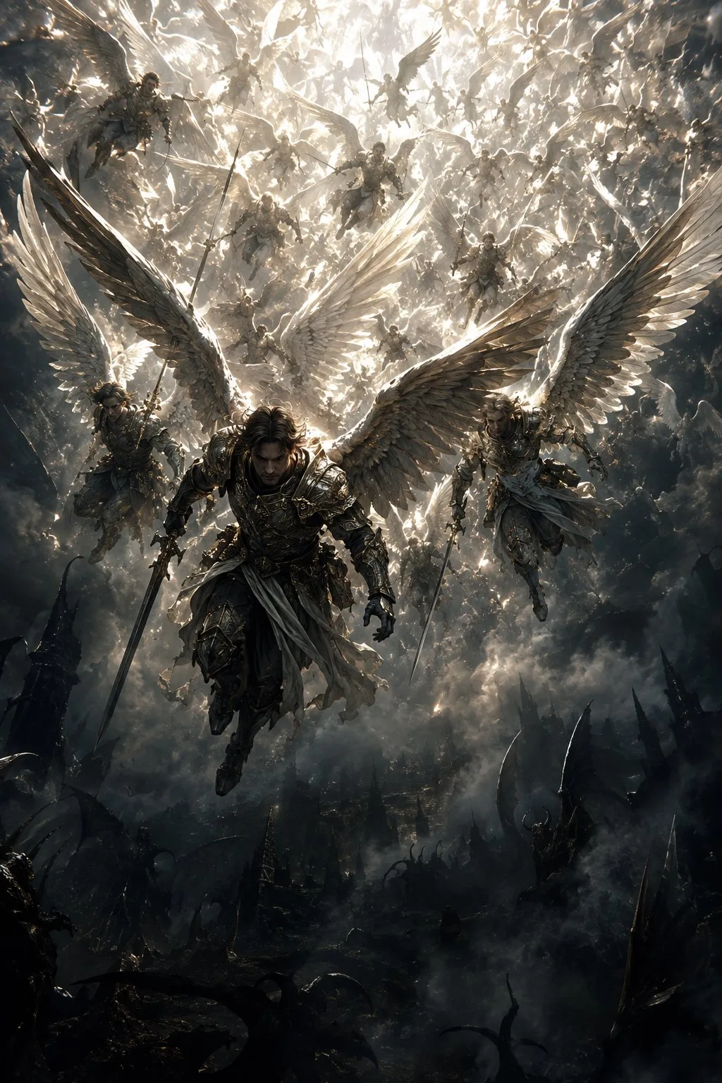 Celestial descent angelic warriors dark fantasy — Sonra