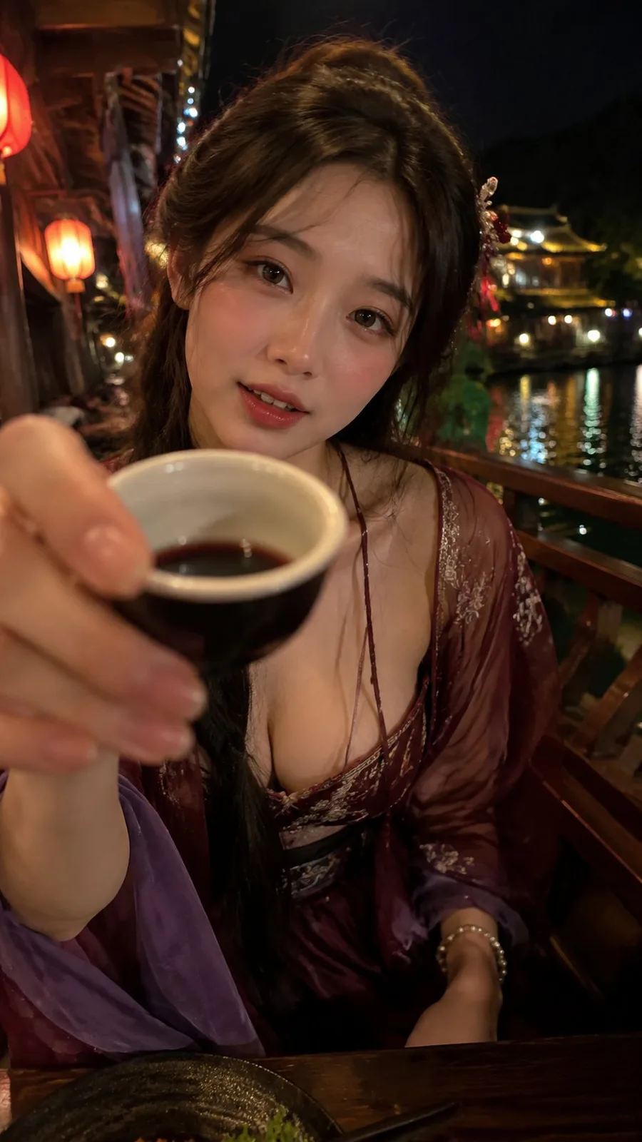 Realistic ancient style pov toasting portrait — After