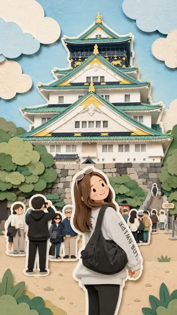Whimsical kawaii travel paper cut diorama