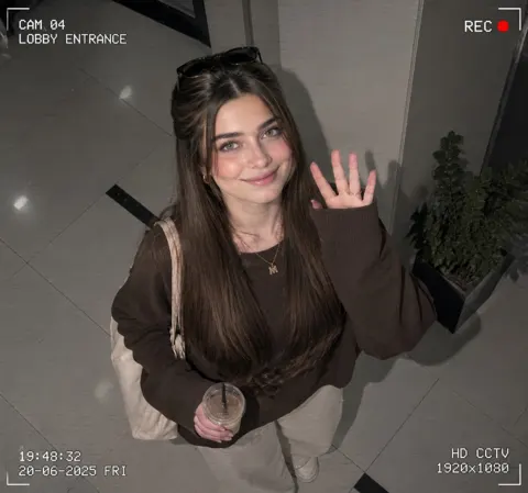 Cctv surveillance style stylish teenage girl