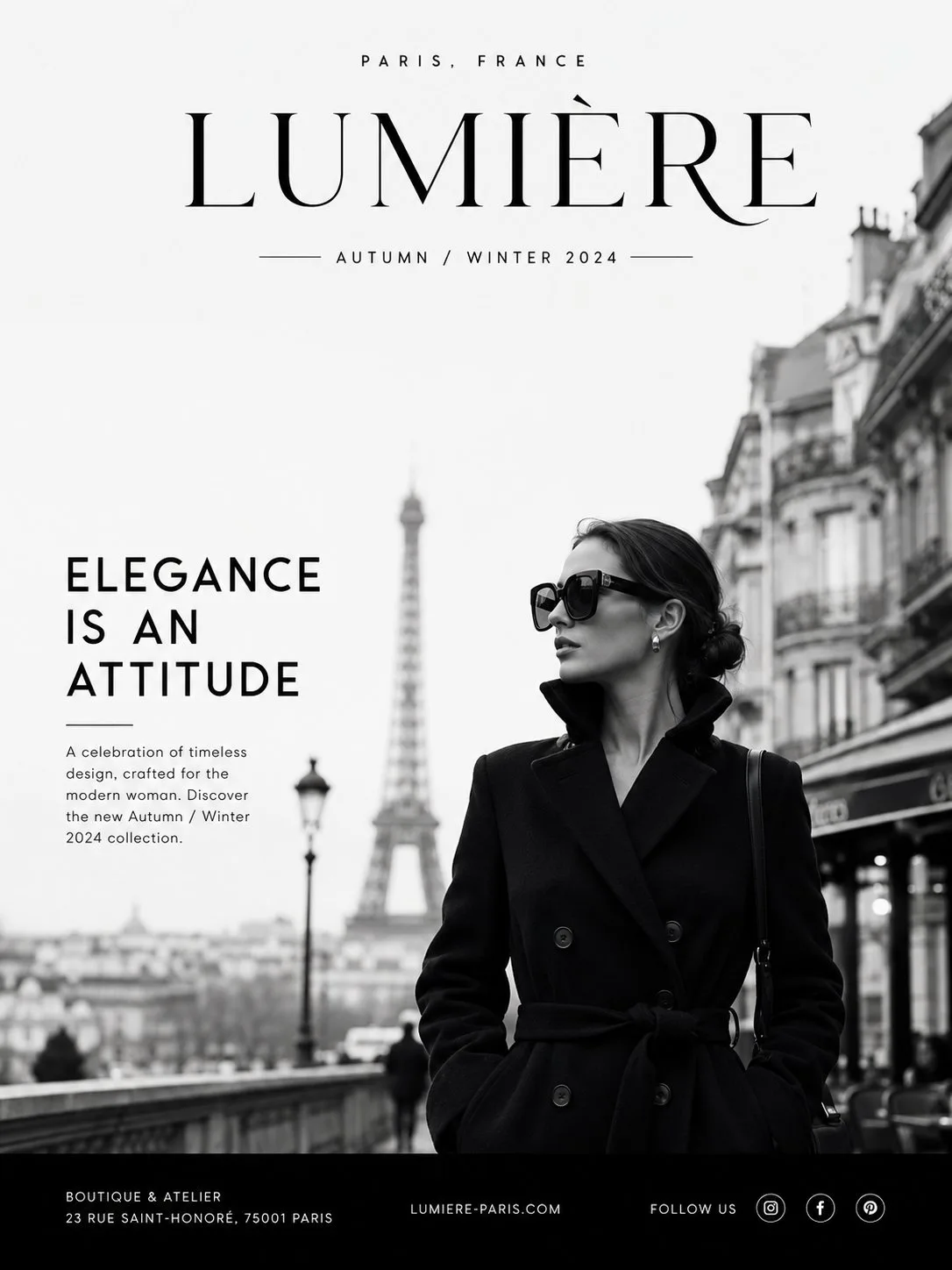 Minimalist parisian luxury fashion advertisement poster — After