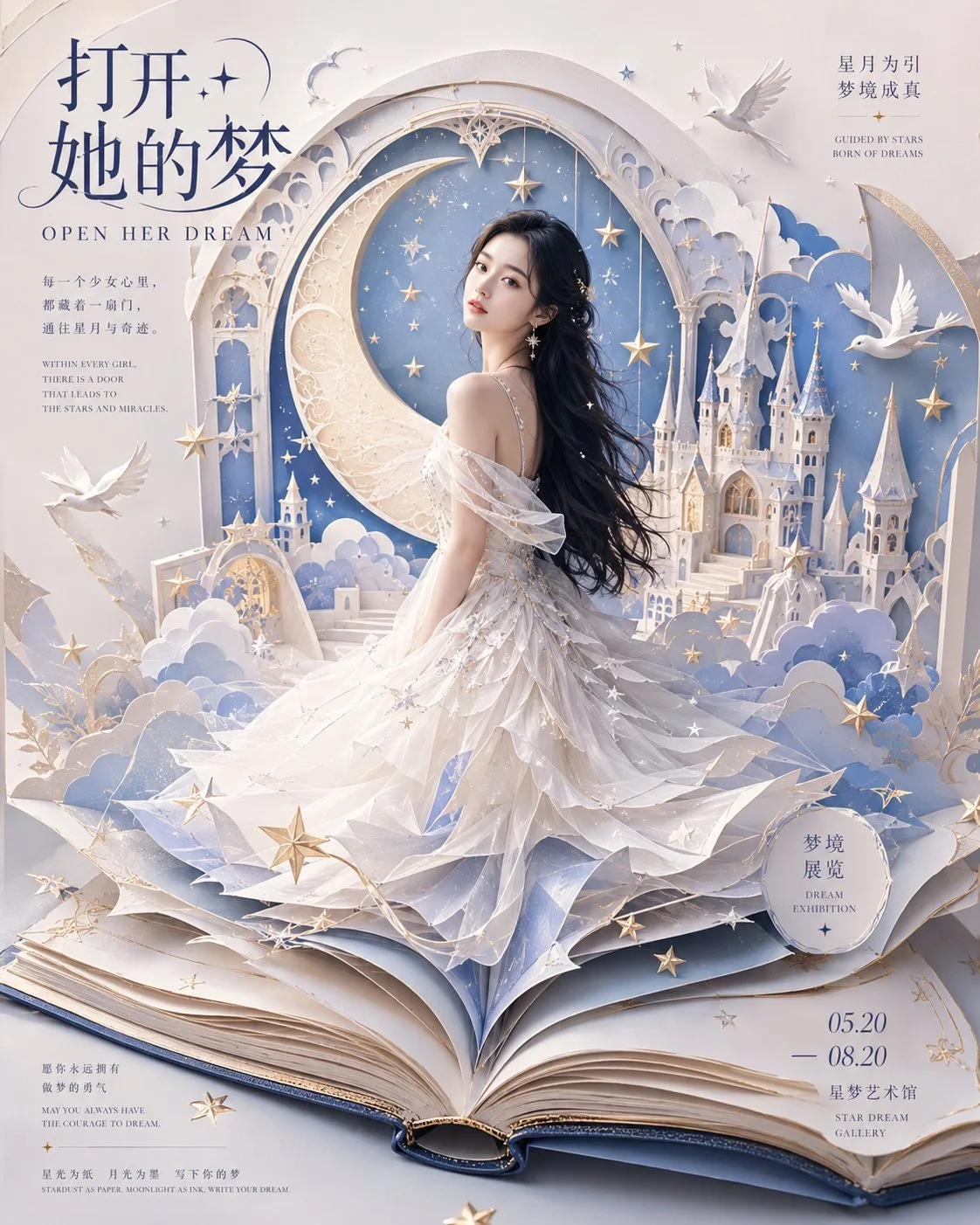 Open her dream paper cut pop up book poster — Sonra