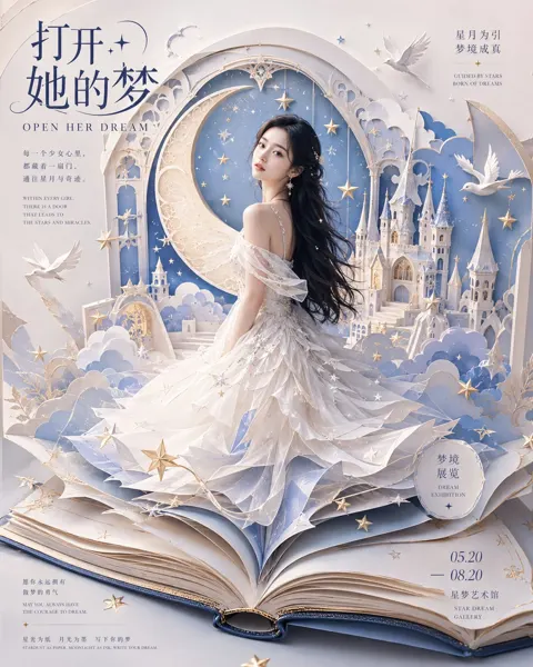 Open her dream paper cut pop up book poster