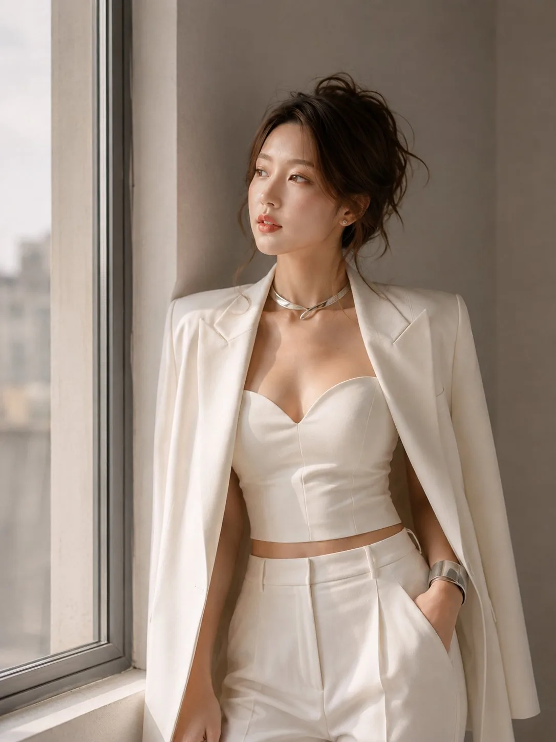 Ultra realistic cinematic fashion portrait east asian woman — After