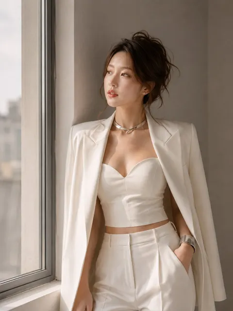 Ultra realistic cinematic fashion portrait east asian woman