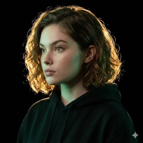 Golden green dual lighting portrait