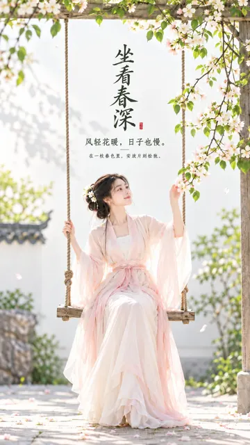 Oriental zen minimalist female aesthetic swing poster