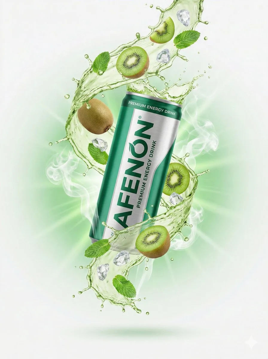 Fresh green energy drink splash — Sonra