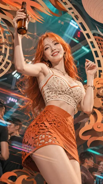 Nightclub paper carving style one piece girl
