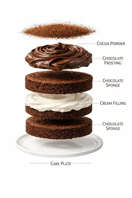 Chocolate cake exploded macro