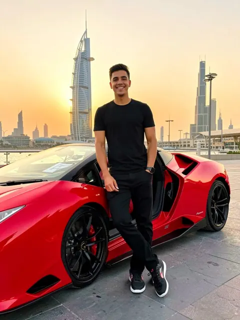 Dubai sunset lamborghini man