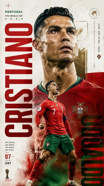 Minimal editorial football poster ronaldo 2026