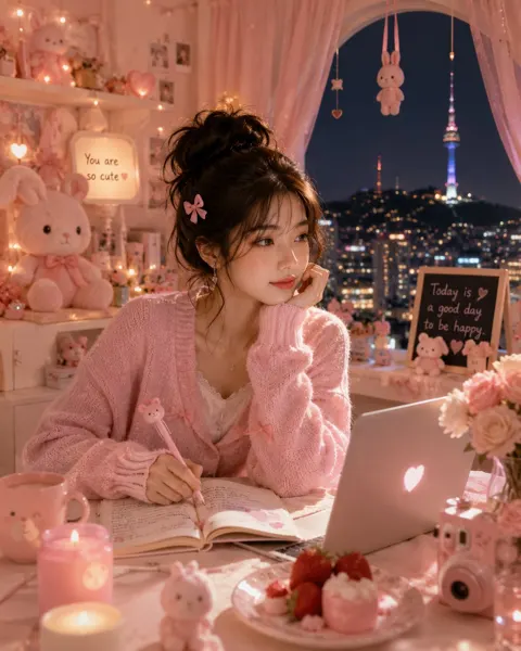 Ultra realistic korean cozy study room prompt