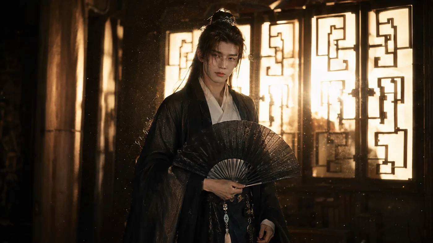 Cinematic wuxia portrait noble gentleman — Sonra