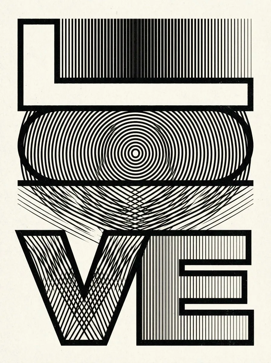 Black and white moire love optical illusion — Sonra