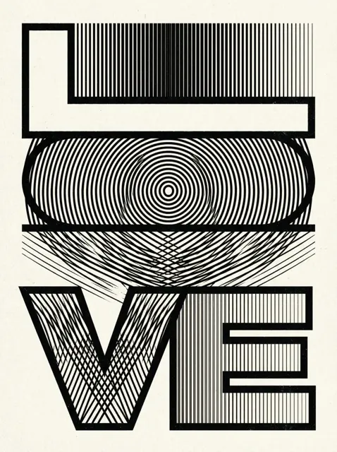 Black and white moire love optical illusion
