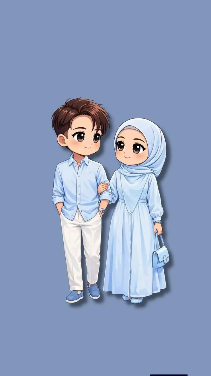 Adorable chibi muslim couple illustration — Sonra