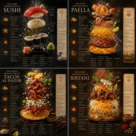 International dish molecular gastronomy exploded view