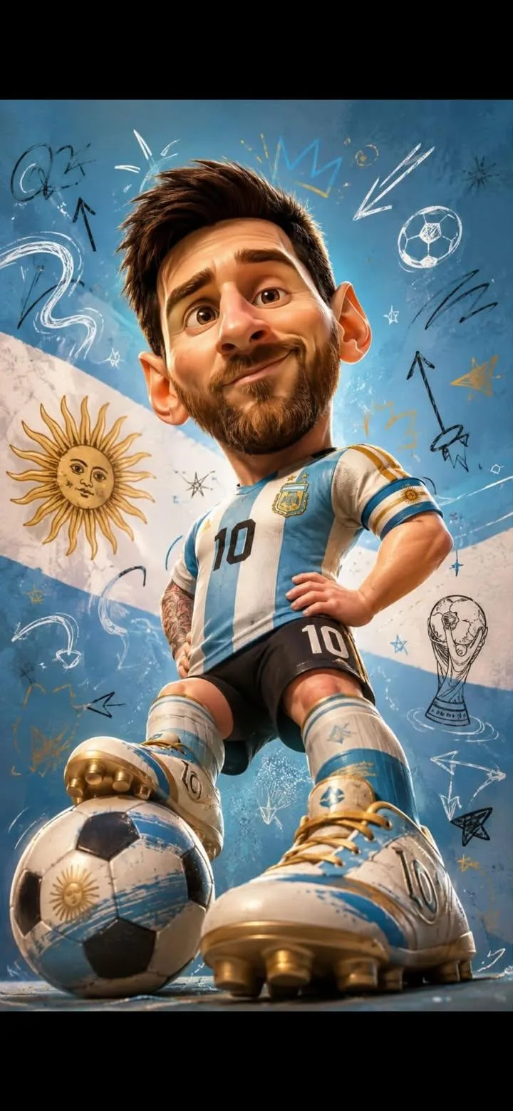 Argentina caricature footballer pixar style — Sonra