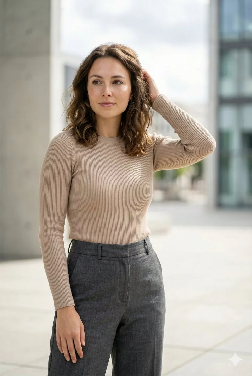 Urban natural light realistic fashion portrait — After