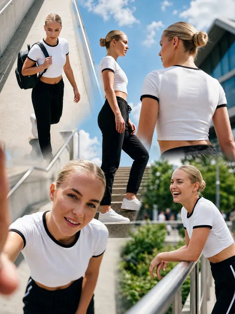Seamless multi frame fashion editorial composition