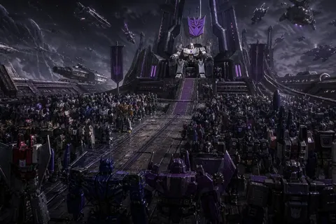 Decepticon alien battleship formation