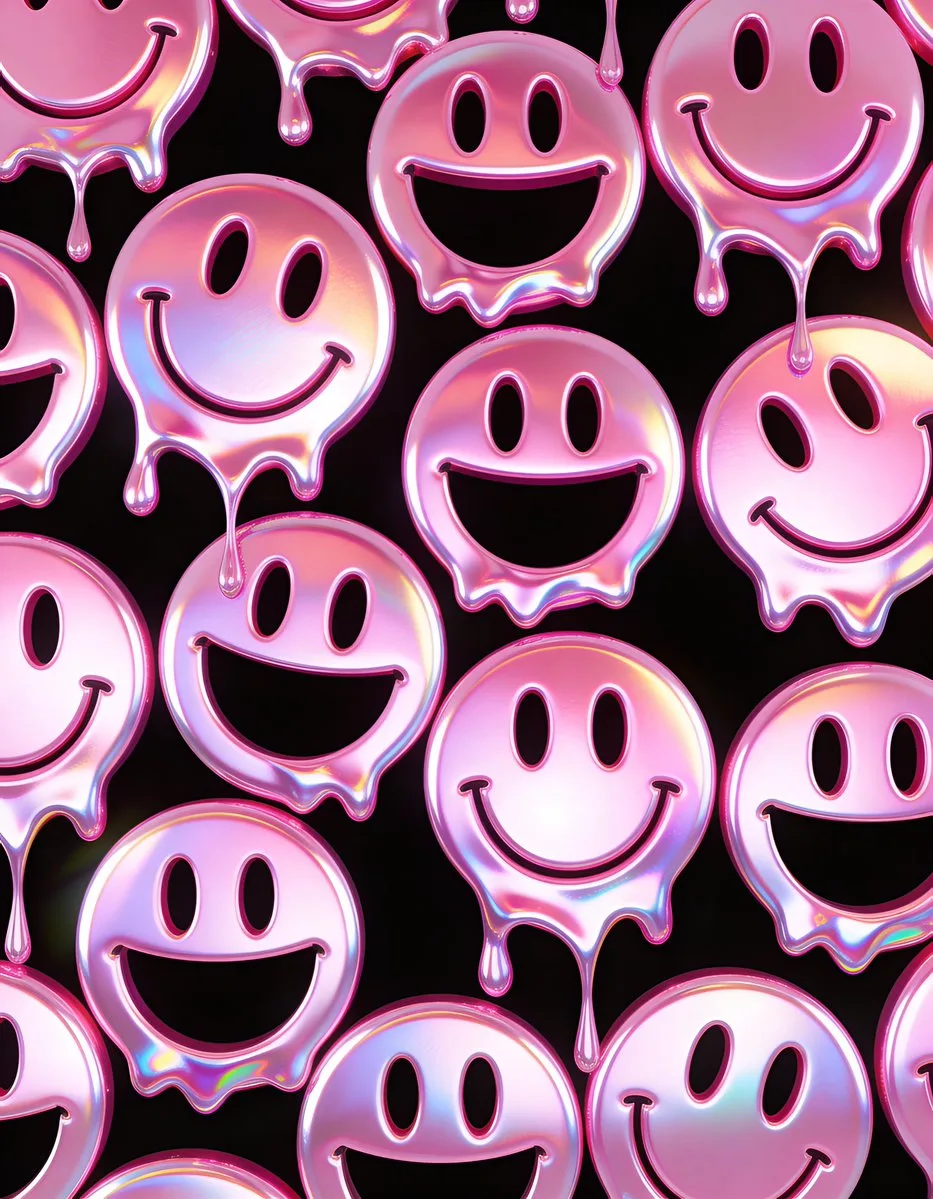 Holographic melting smiley pattern — After