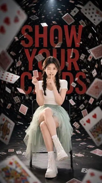 Cinematic playing card vortex portrait poster