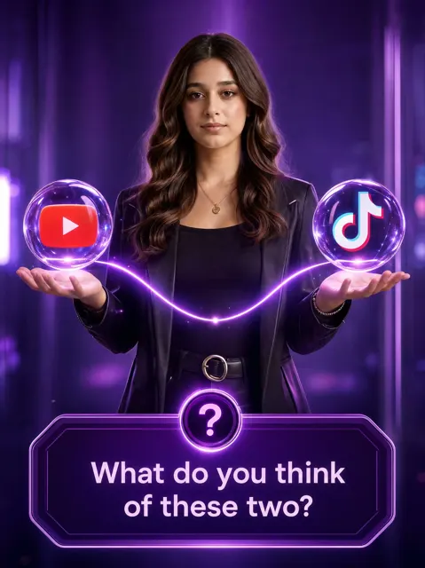 Face consistency social media comparison neon purple studio