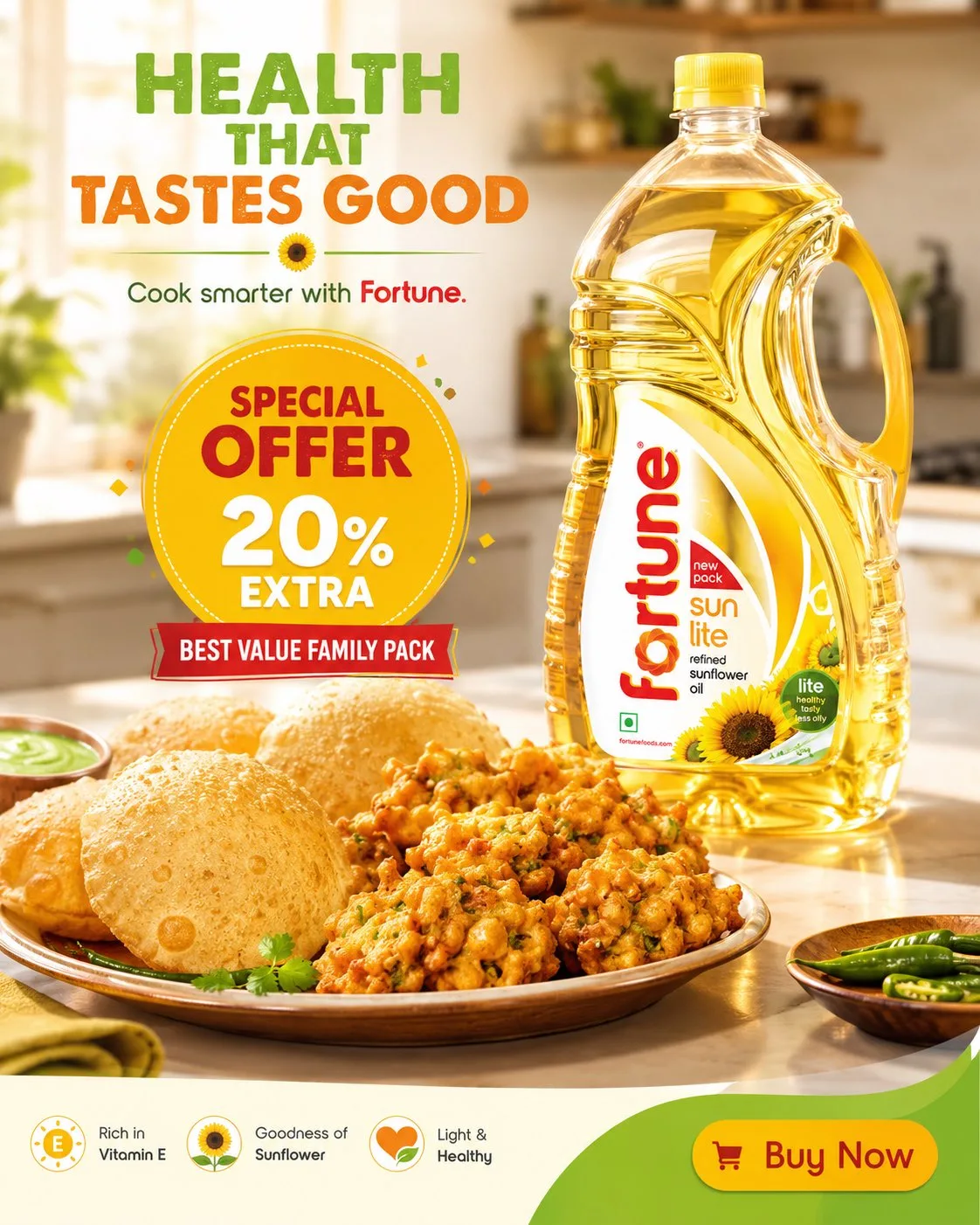 Fortune sunflower oil premium retail promo poster — After