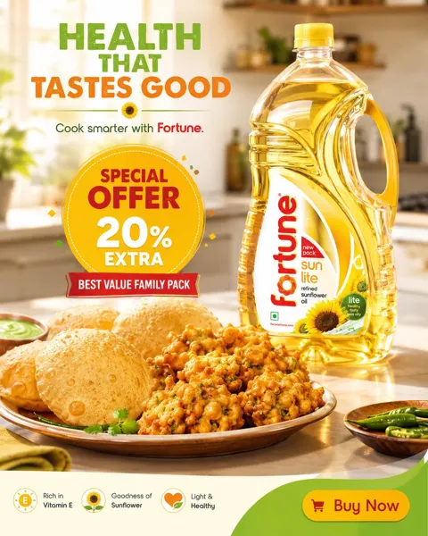 Fortune sunflower oil premium retail promo poster