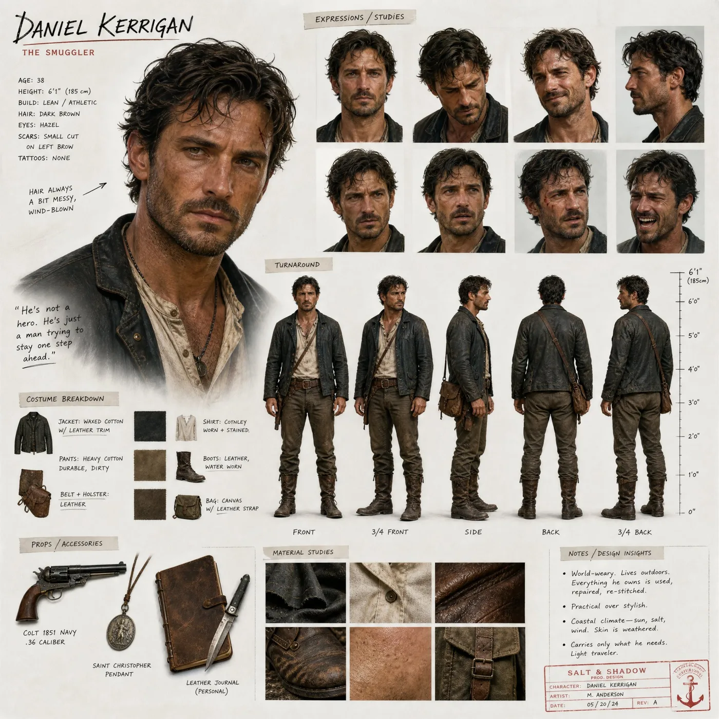 High end cinematic character design sheet — Sonra