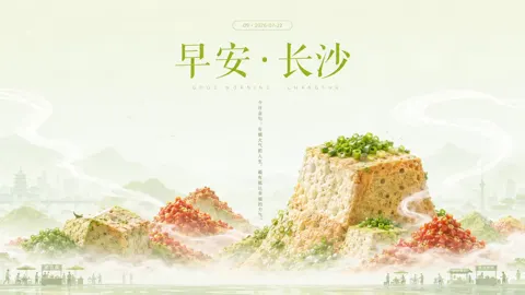 Clear solar term style city food poster