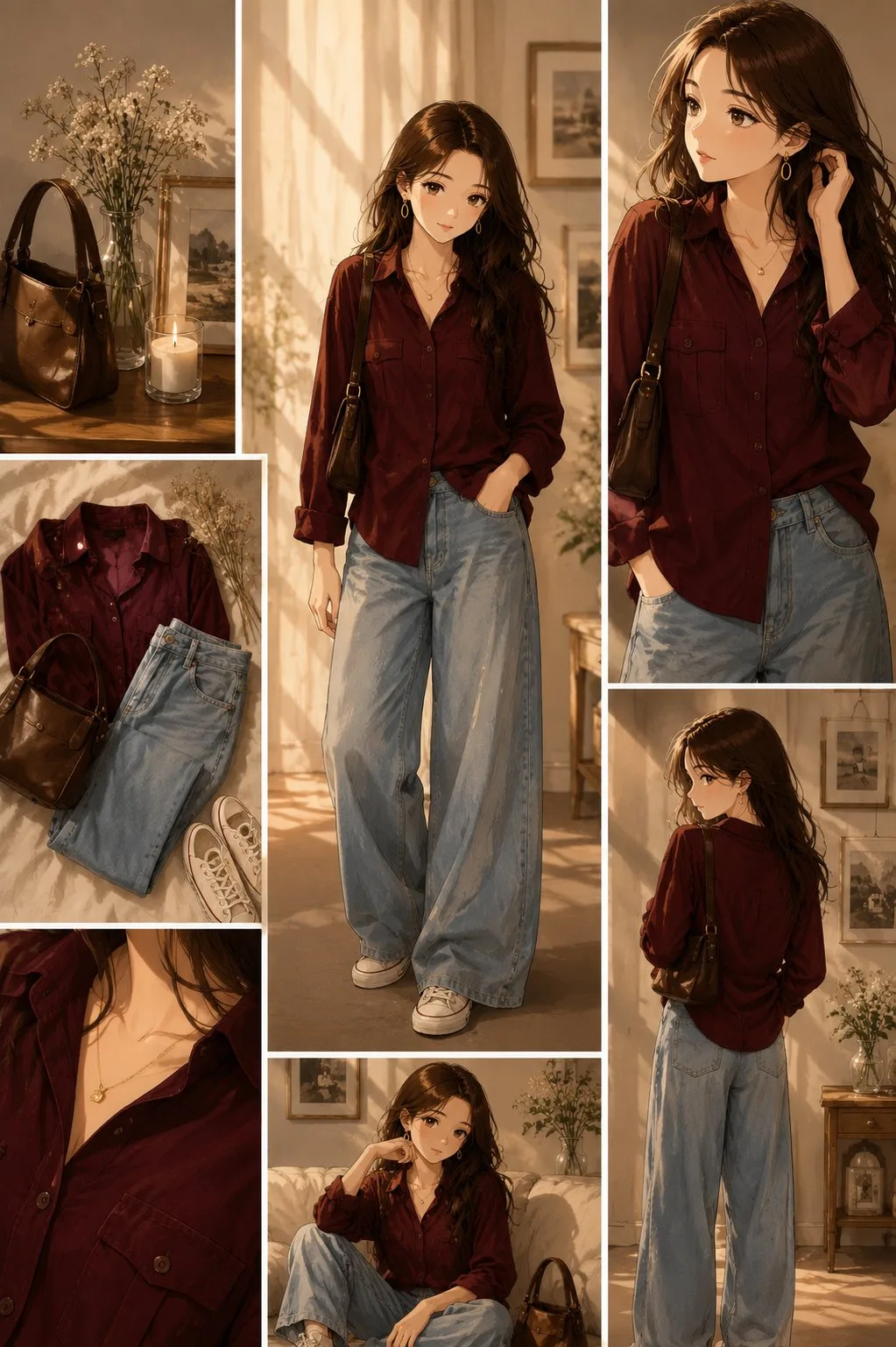 Ultra realistic anime fashion lookbook collage — Sonra