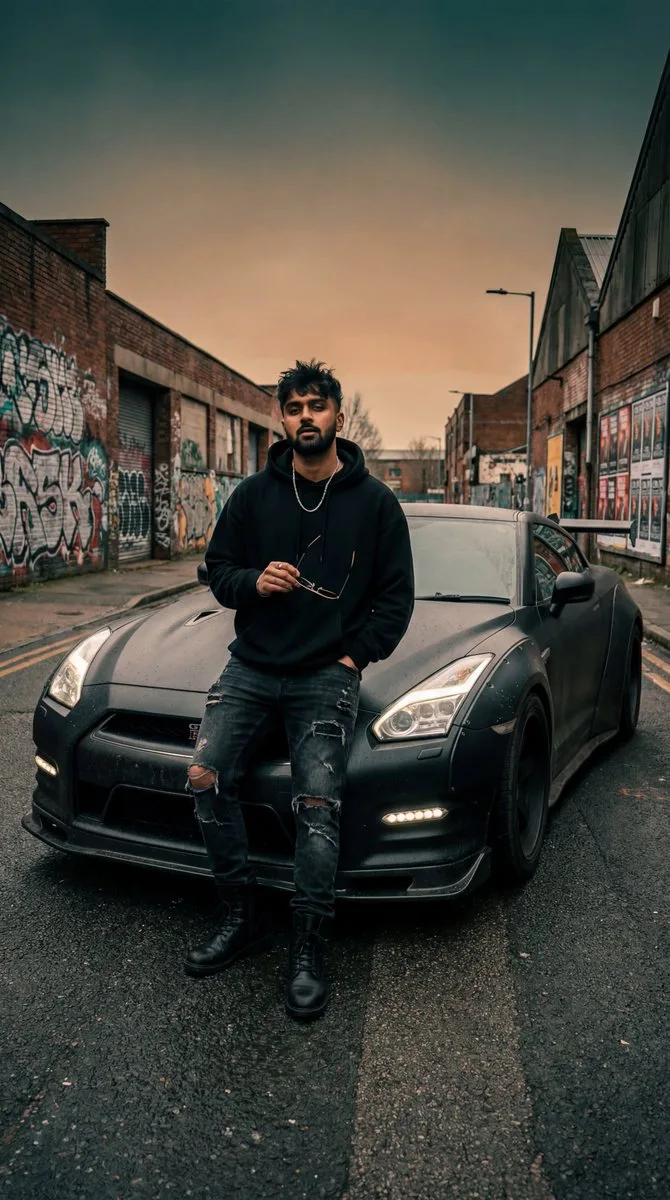 Leaning on matte black gtr — After