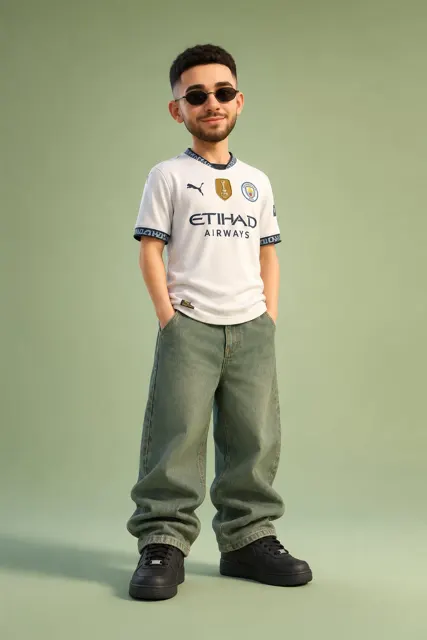 3d pixar style man city footballer character