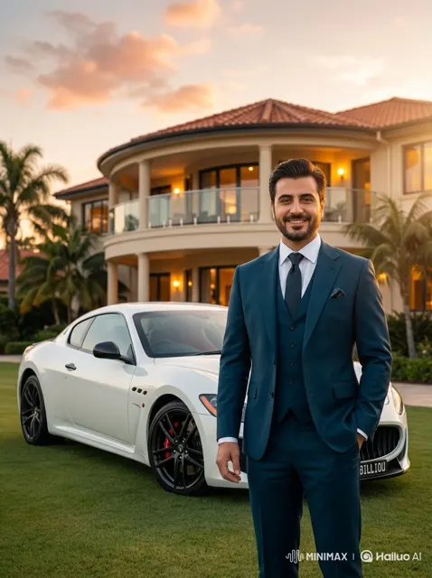 Luxury mansion sports car gentleman