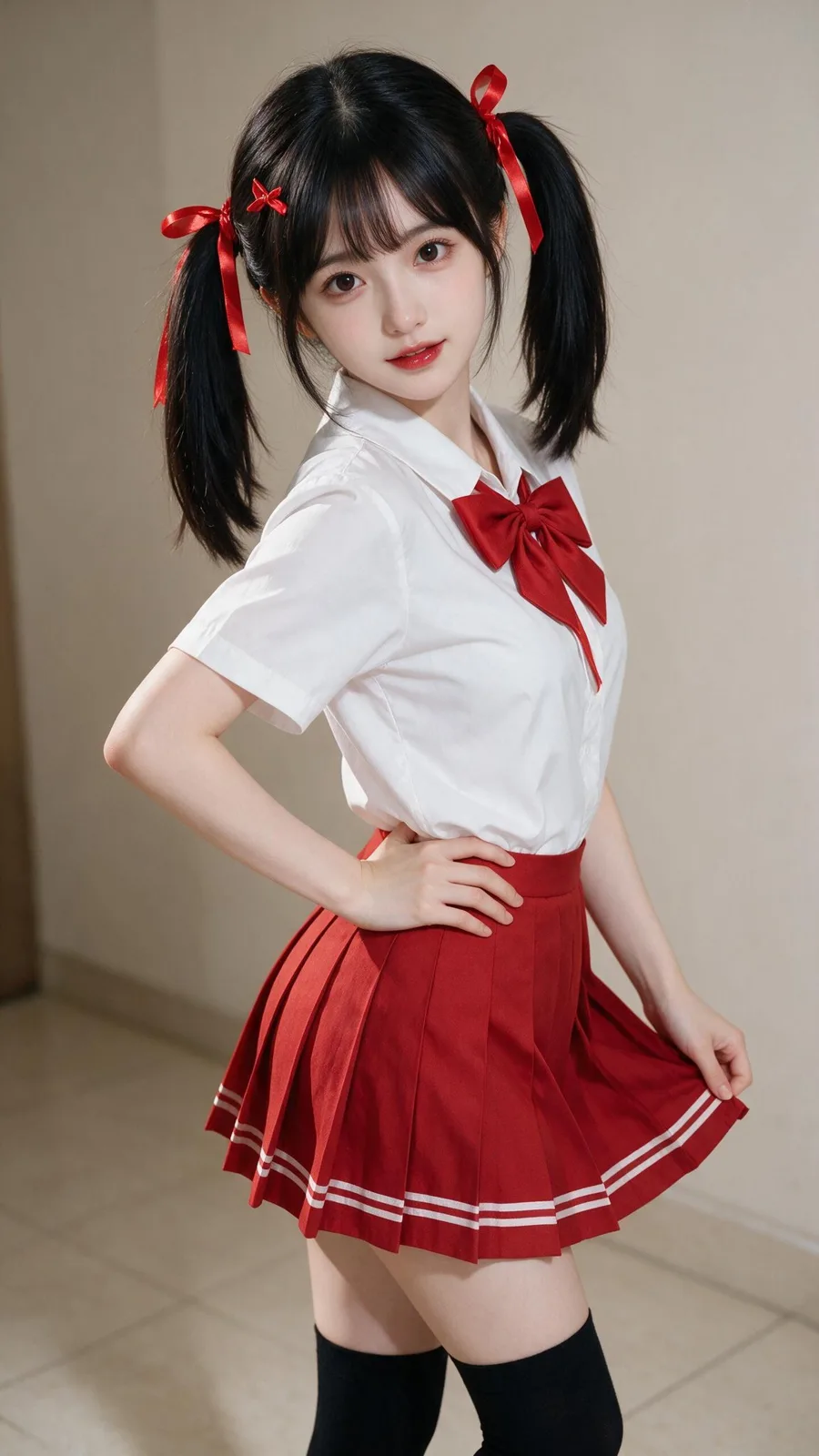 Japanese school girl sailor uniform portrait — After