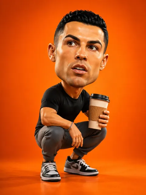 Hyper realistic 3d caricature pixar style coffee character