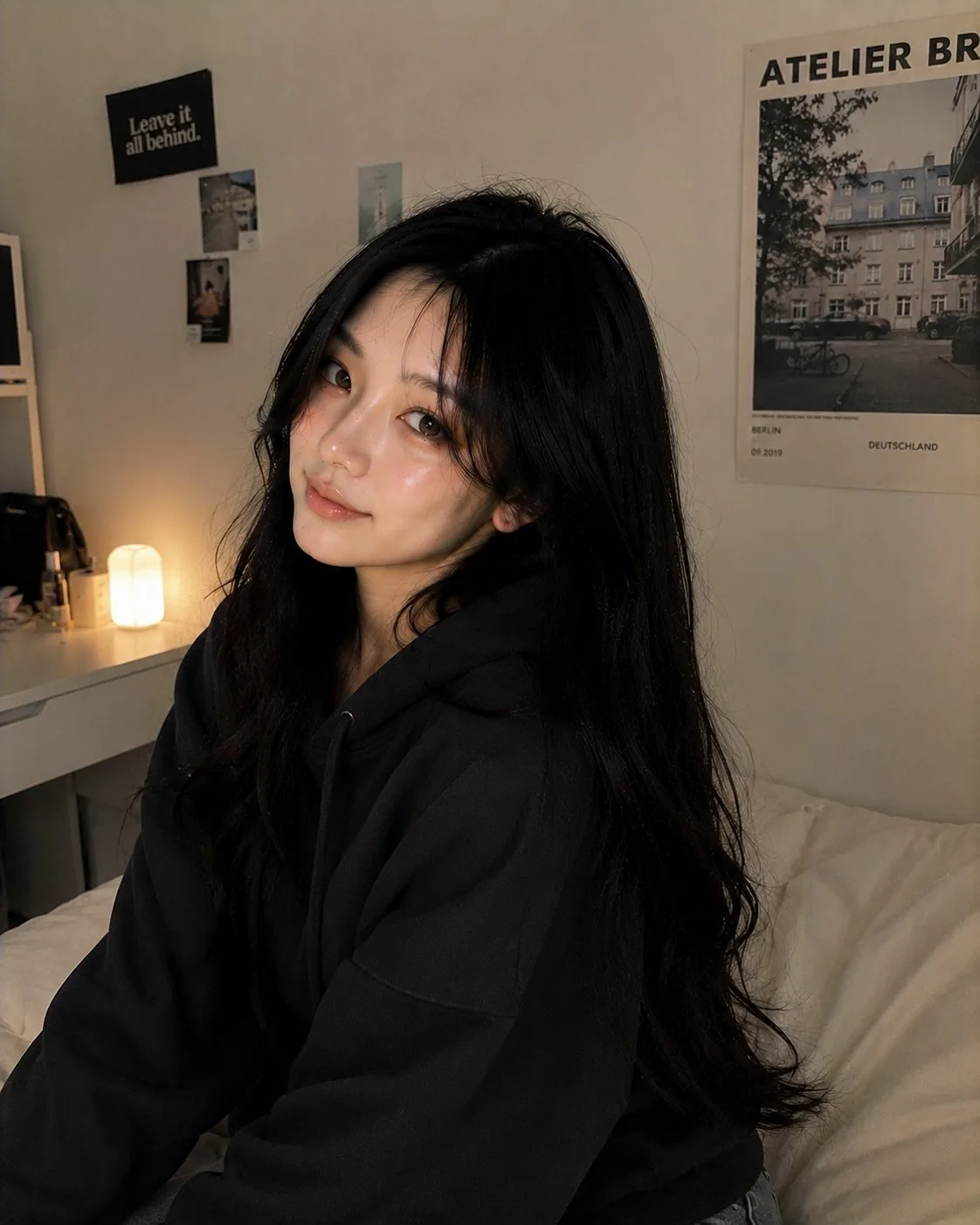 Ultra realistic cozy bedroom korean girl portrait — After