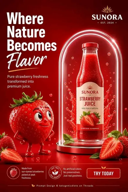 Premium fruit juice commercial advertisement 3d mascot