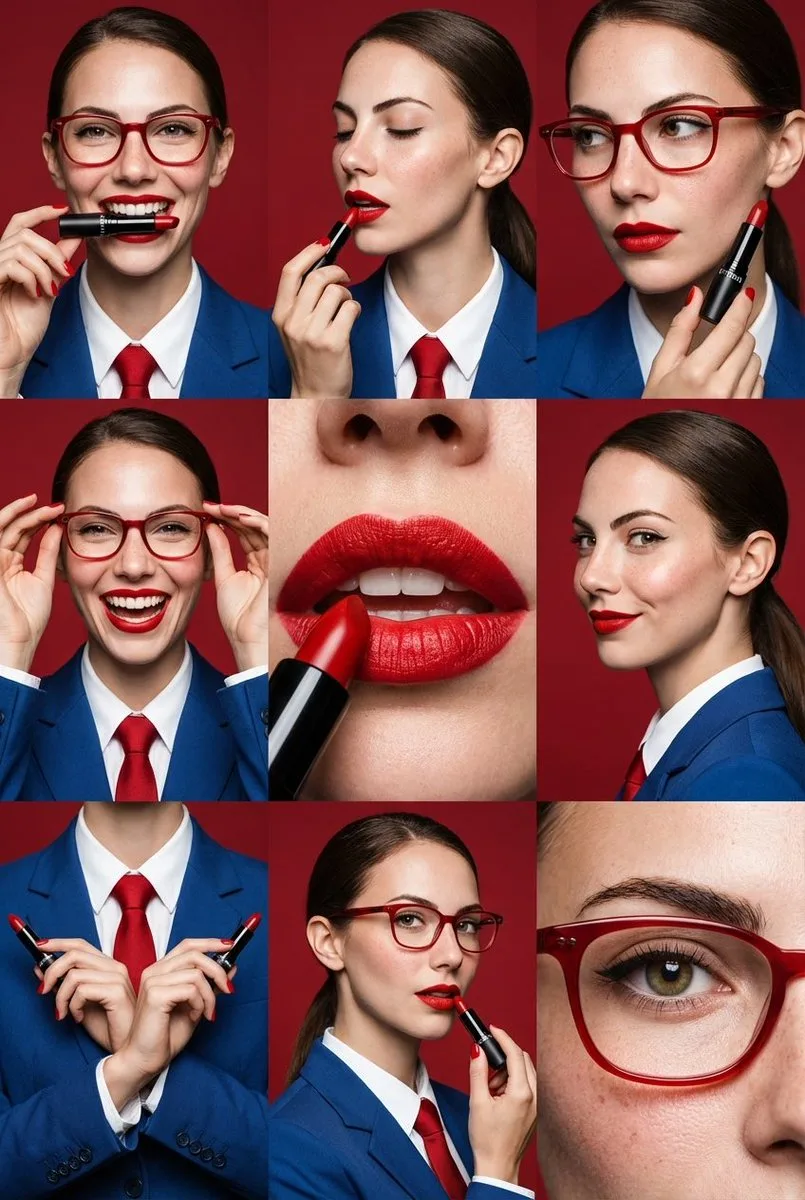 Luxury red lip grid campaign — Sonra