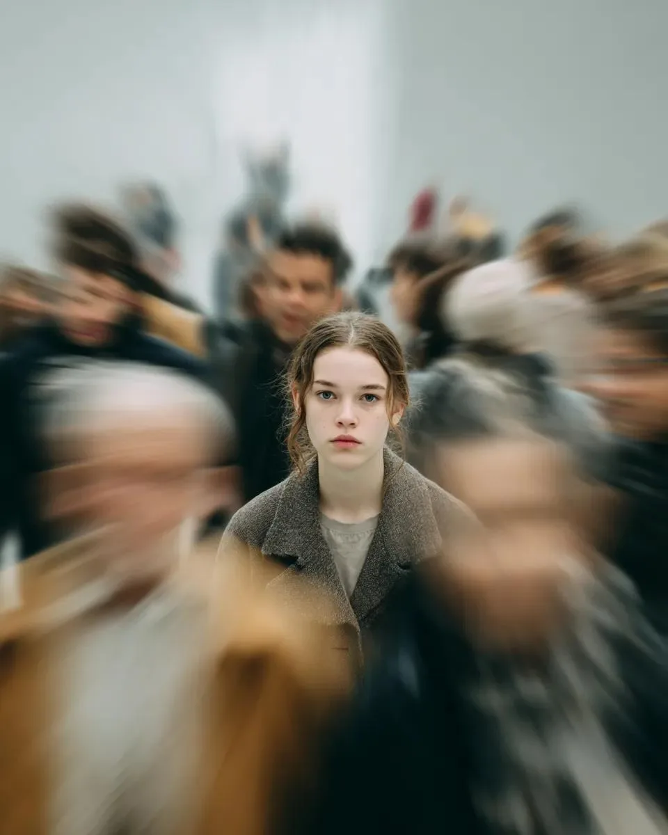 Lonely stillness in crowd — After